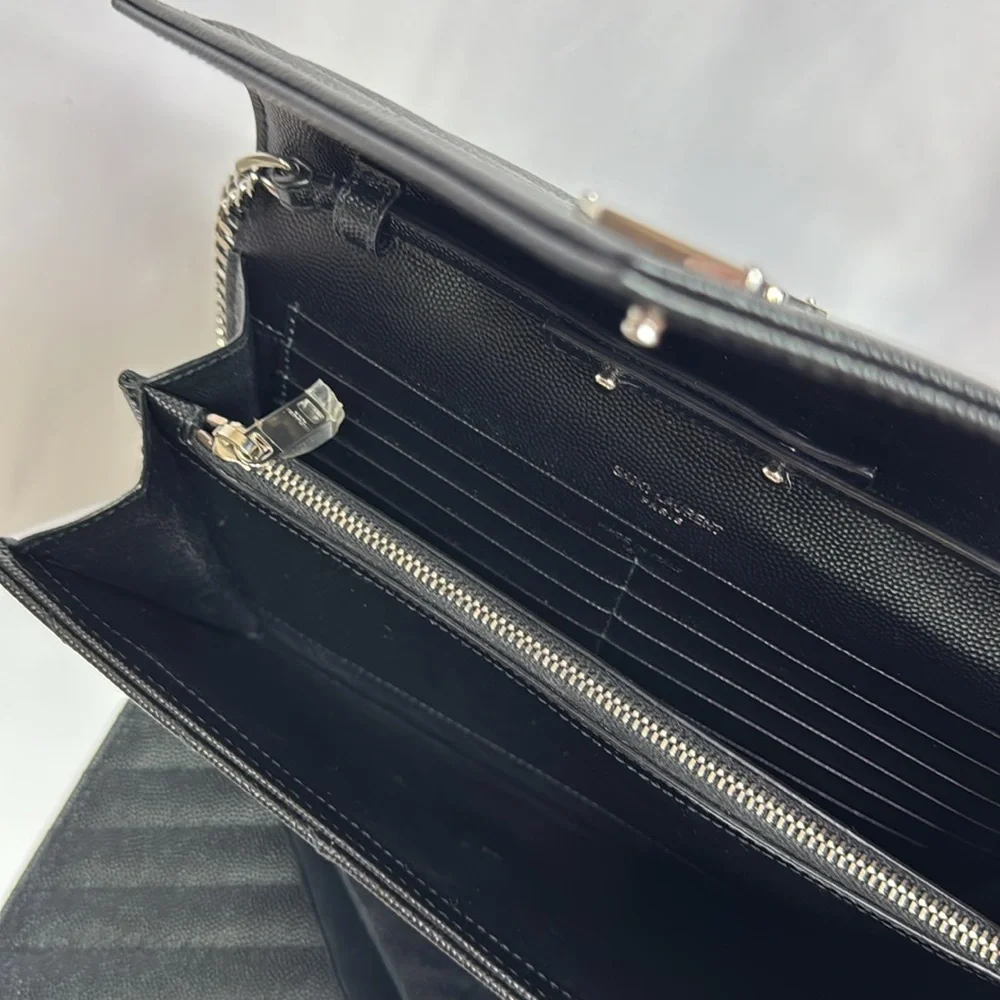YSL Monogram Large Wallet Bag on Chain in Grained Leather Black - Picture 7 of 8